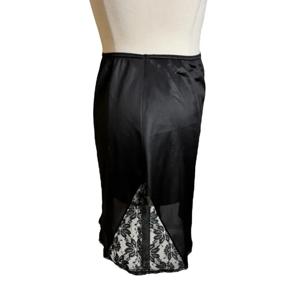 Vintage Something Special Maidenform Satin‎ Slip Skirt Lace Side Slit Women's M